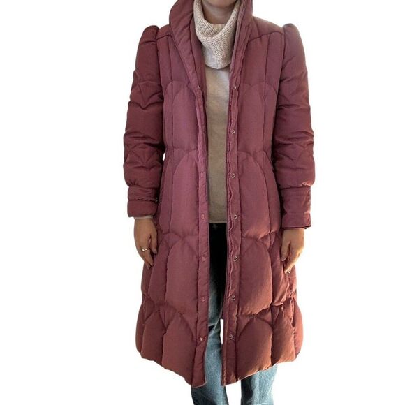 Vintage 1970s Saxton Hall Dusty Pink Quilted Goose Down Puffer Trench Coat Sz M - Picture 6 of 10